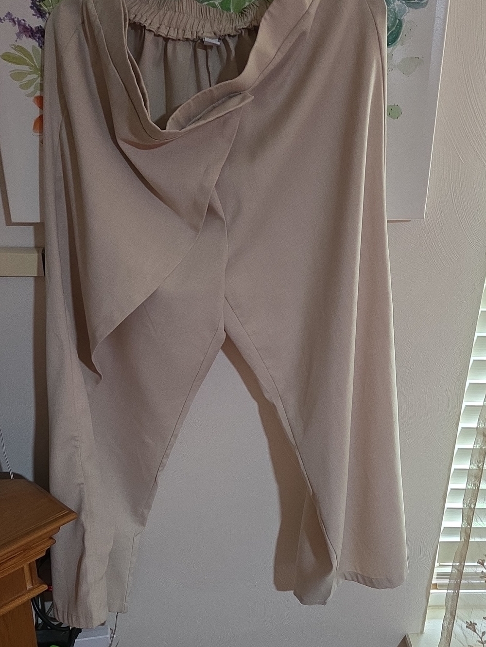 Women’s Draped Boot Flare Pants in Light Beige